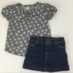 Bow Shirt & Skirt Outfit